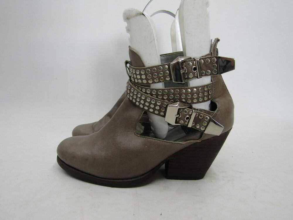 Vintage By Jeffrey Campbell Womens Size 7.5 Gray Leather Studded Ankle Boots
